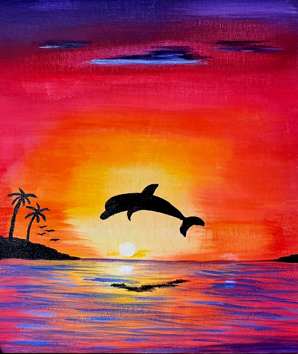 Diving Dolphin Paint and Sip Studios Australia