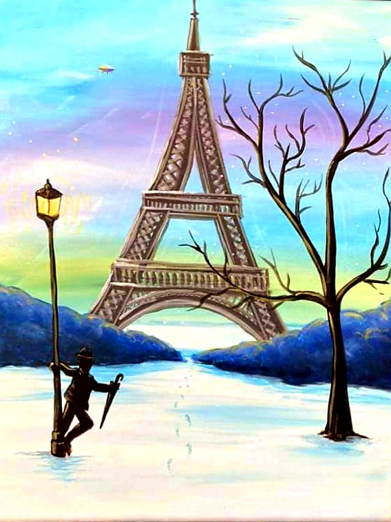 Vive La France Paint and Sip Studios Penrith Paris Canvas painting